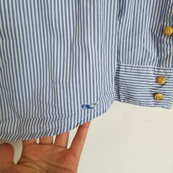 NEW Vineyard Vines Striped Button Up Nautical Top - Picture 3 of 6